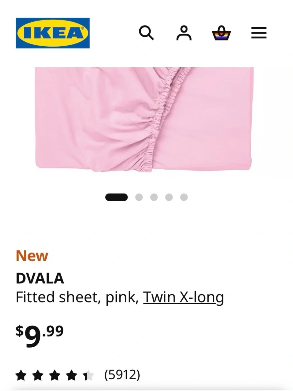 IKEA Pink Fitted Sheet - DVÄLA-brand new, never opened